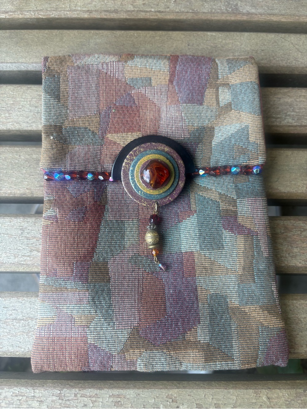 Embellished Tapestry Clutch with Beaded Accent embellished chain shoulder strap